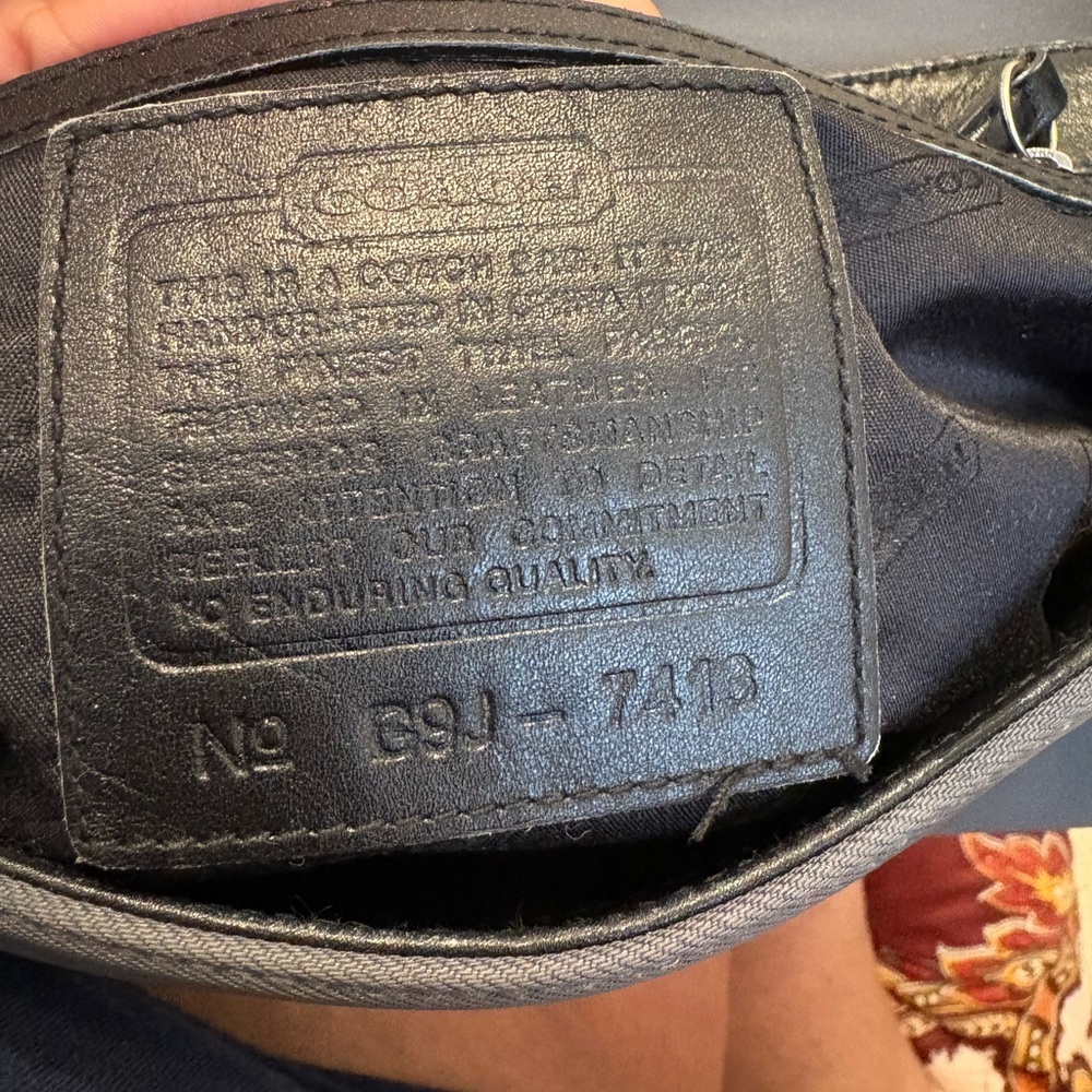 Coach Mercer 7413 Gray Twill & Black Leather Foldover Flap Shoulder Bag Purse - Picture 4 of 8